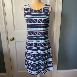 Mahi Gold Sleeveless Dress Nautical Print Size M EUC